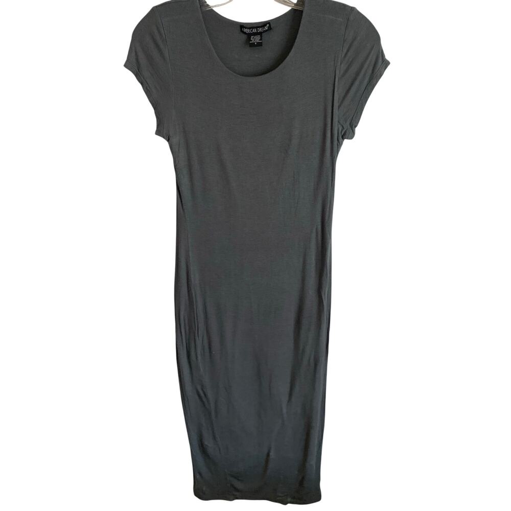 American Dream Womens Small Gray Body Con Maxi Thin Summer TShirt Dress